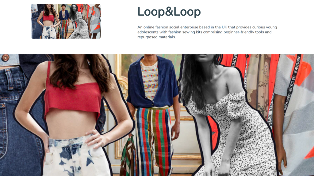 The Loop&Loop business portfolio Angel created using SimVenture Validate while studying at London College of Fashion using 