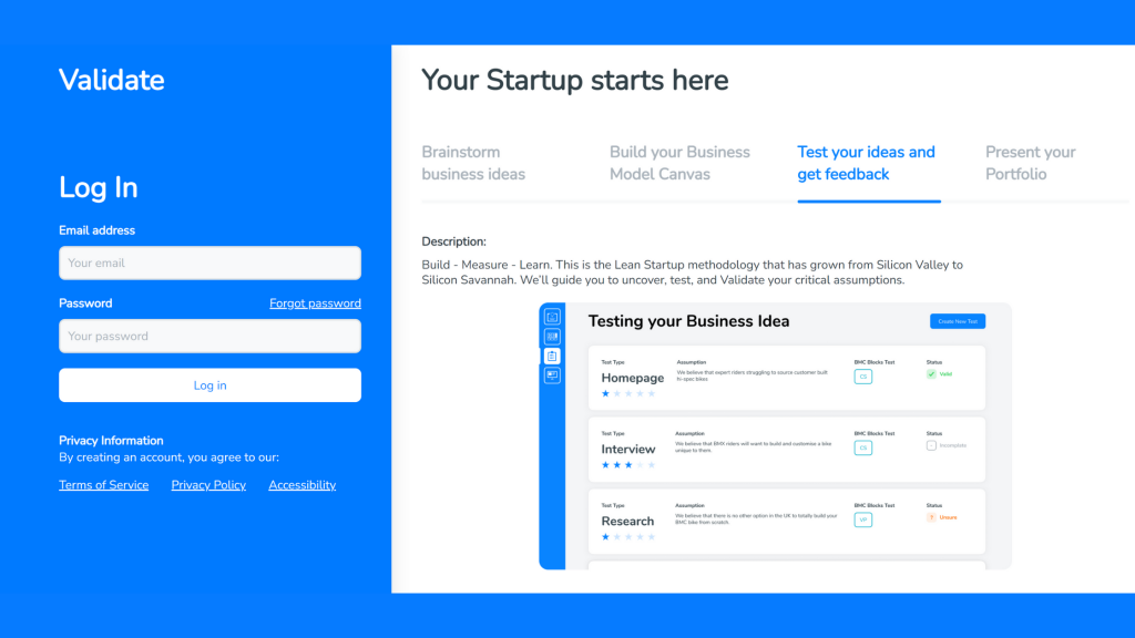 Validate your business ideas with the online business idea validation tool SimVenture Validate