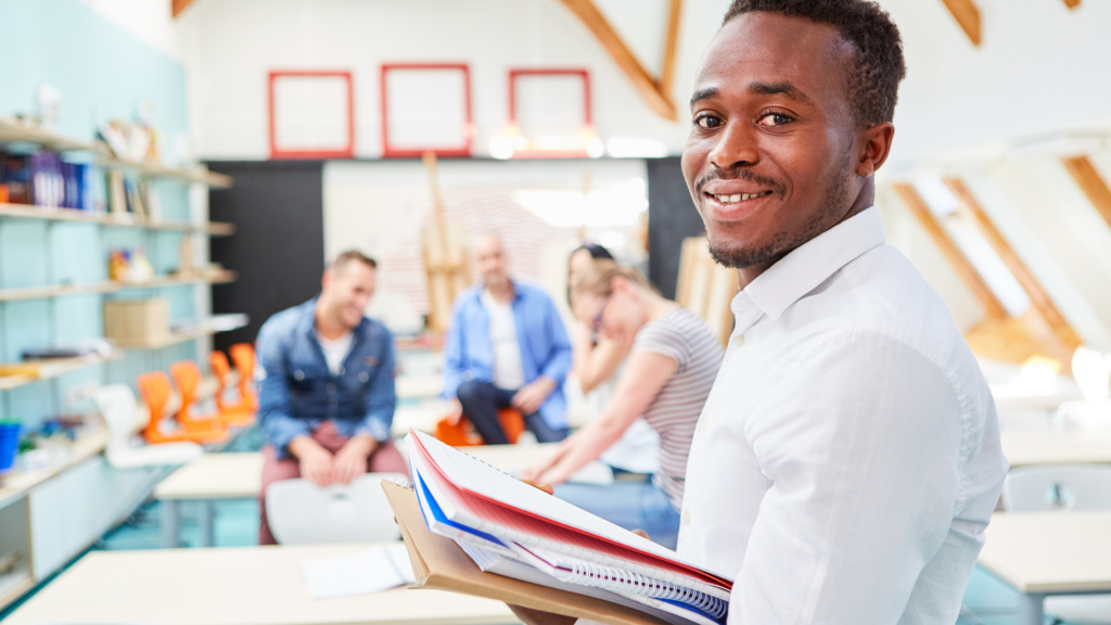 Confident student on a work placement for university studies