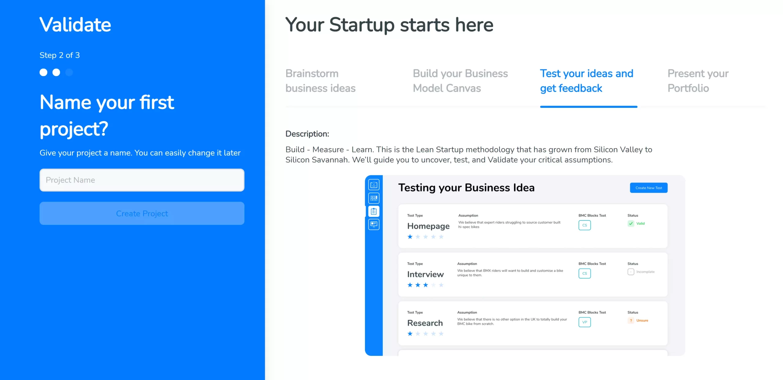 Your Startup starts here. Name your first business idea on SimVenture Validate.