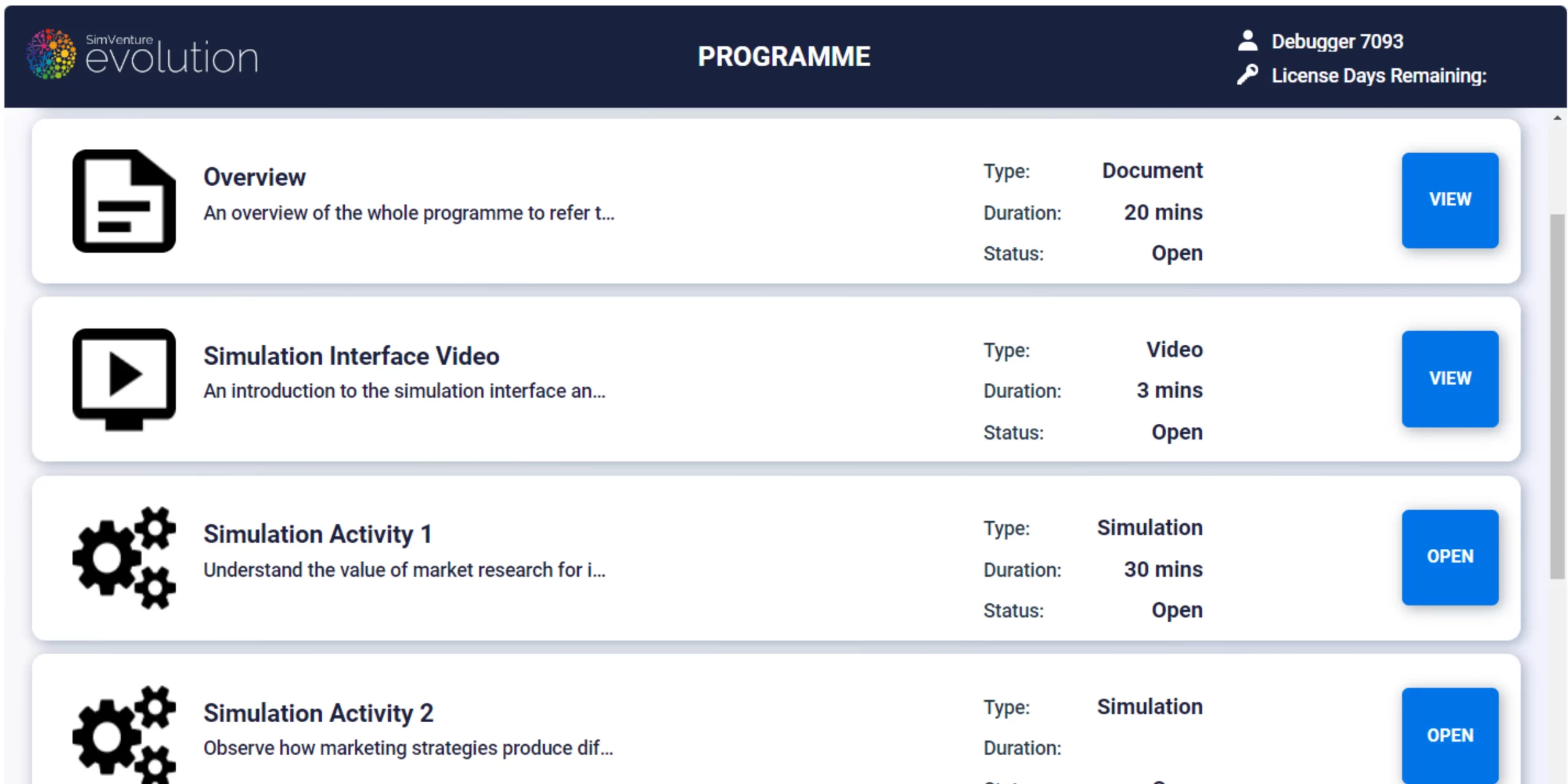 Example of what a Programme will look like to learners - functionality launching in the Evolution 2023 release.