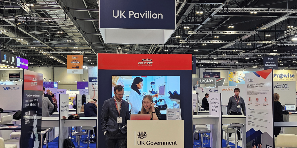 Find SimVenture on the UK Pavilion at Bett 2025. This is the UK Pavilion at Bett in 2024.