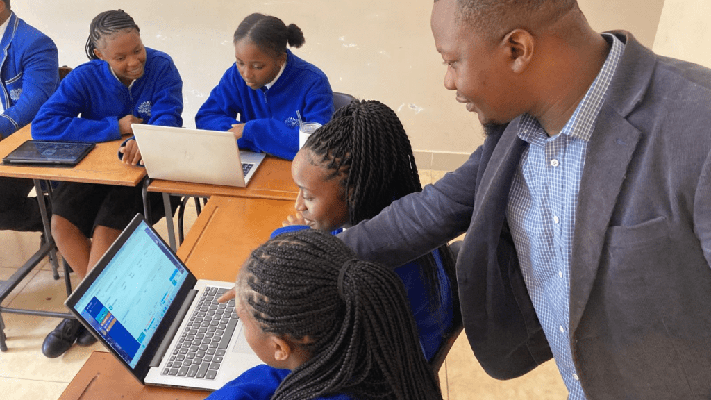 Business Simulations for Schools. Students at Oakwood Academy, a Cambridge School, using the online business simulation, Evolution, by SimVenture.